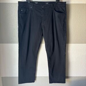 AG Adriano Goldschmied Men 38 x 27 Everett Sueded Slim Straight Leg Jeans Black